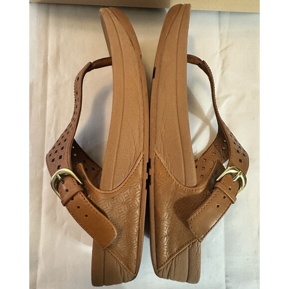FitFlop Women's 9 The Skinny Lattice Brown Leather Sandals Buckle Flip Flops - Picture 10 of 10